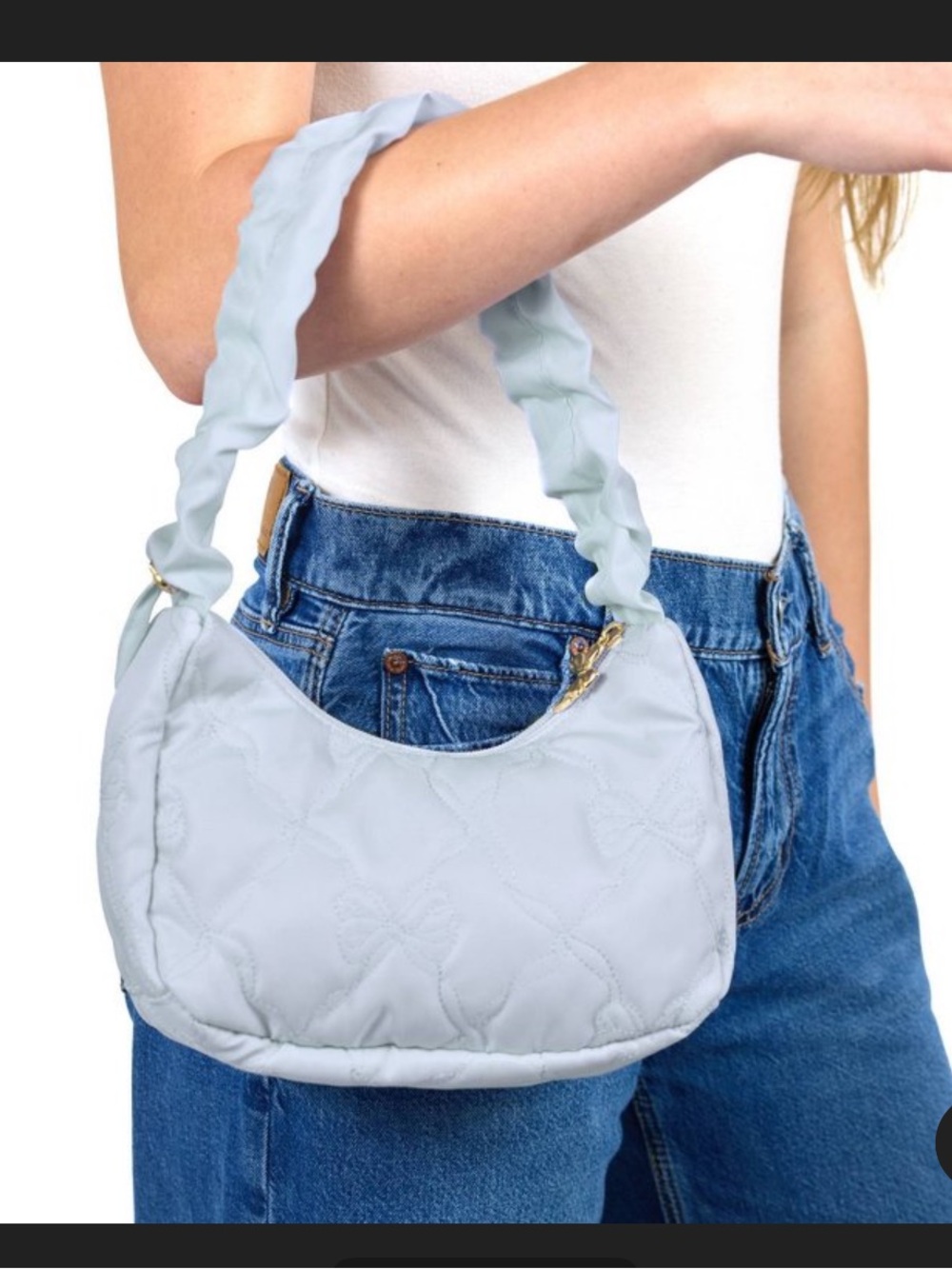 NWT LoveShackFancy x Target blue quilted shoulder bag